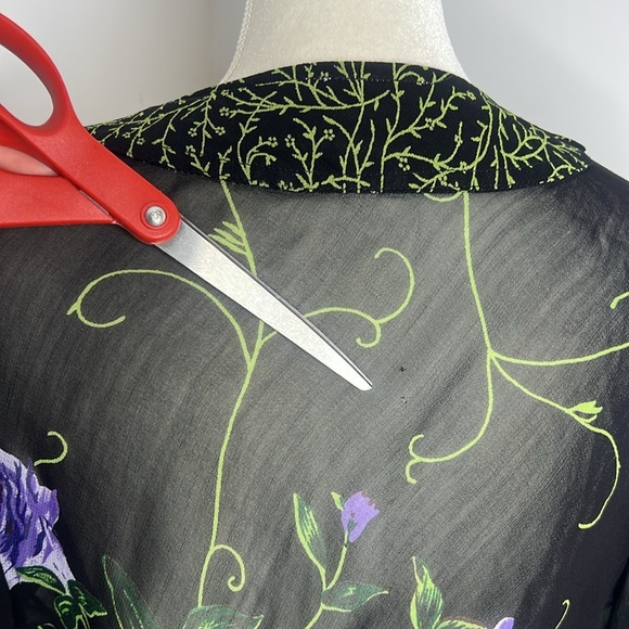 Vintage Y2K Millennium Whimsigoth Fairycore Sheer Floral Purple Bell Sleeve Top - Picture 6 of 12